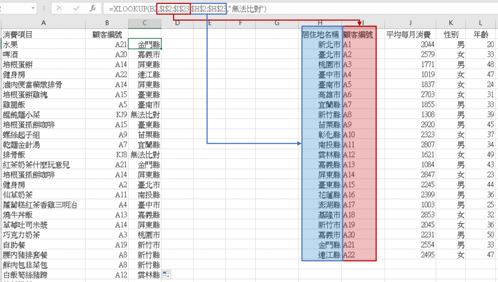 excel-xlookup-函數範例說明