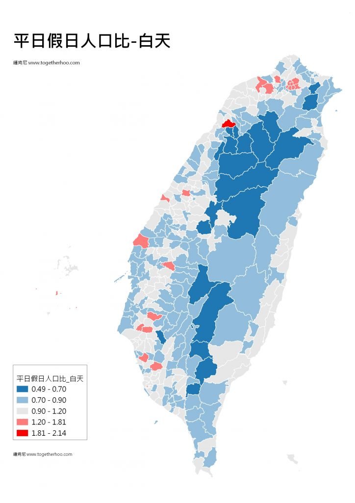 GIS-電信信令-平日假日人口比值-白天