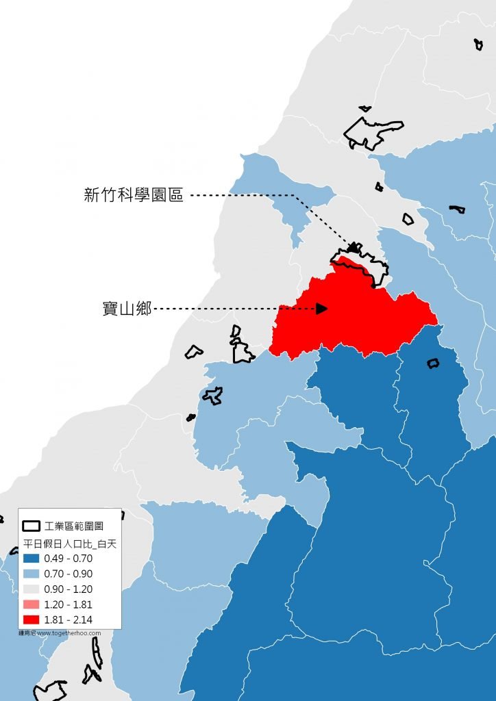 GIS-電信信令-平日假日人口-寶山鄉-新竹科學園區l