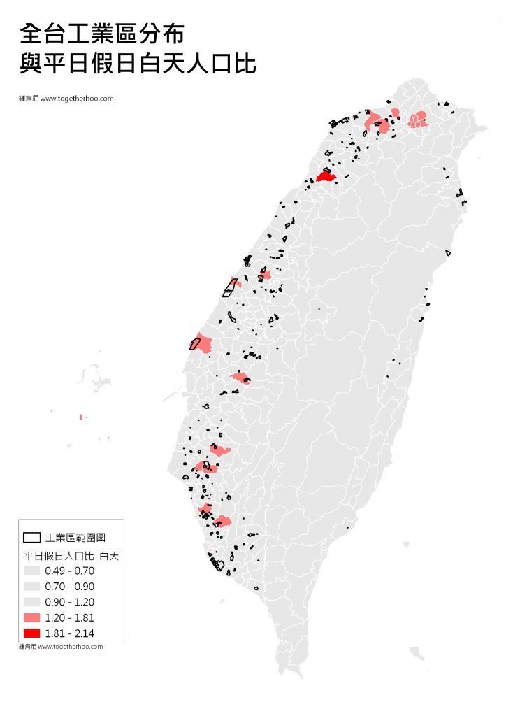 GIS-電信信令-平日假日人口-全台工業區範圍