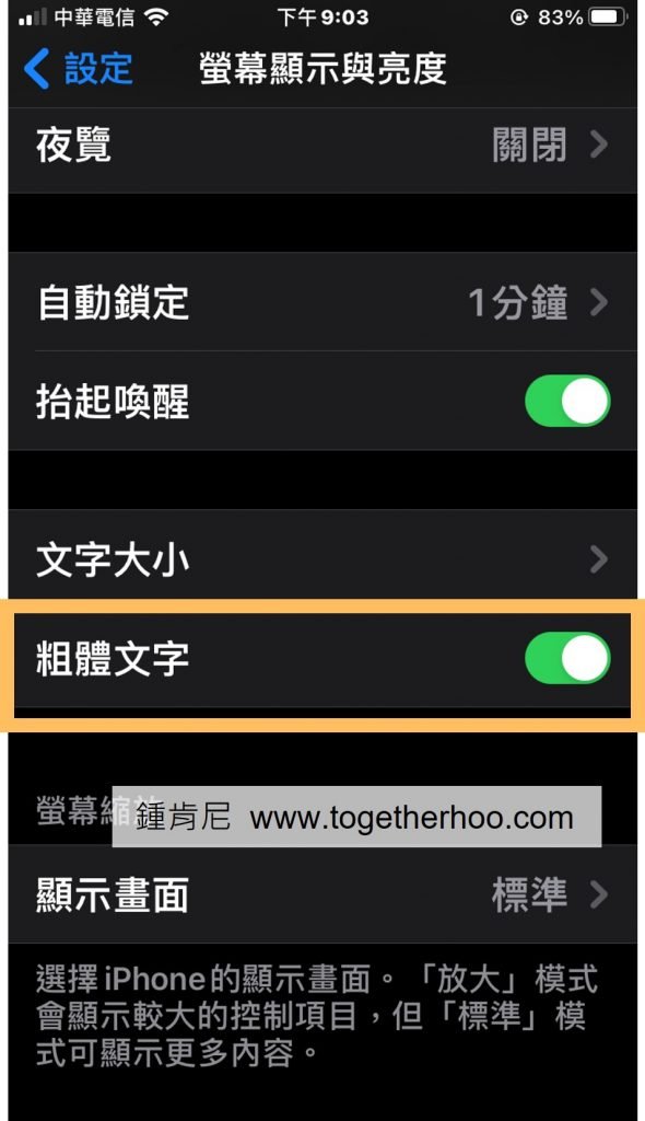 iPhone-調整文字大小-設定粗體文字